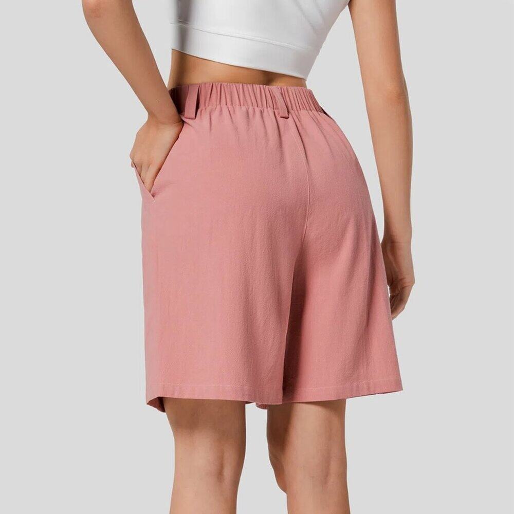 Halara High Waisted Wide Leg Casual Linen-Feel Bermuda Shorts in Rosette XS NWT - Picture 2 of 9